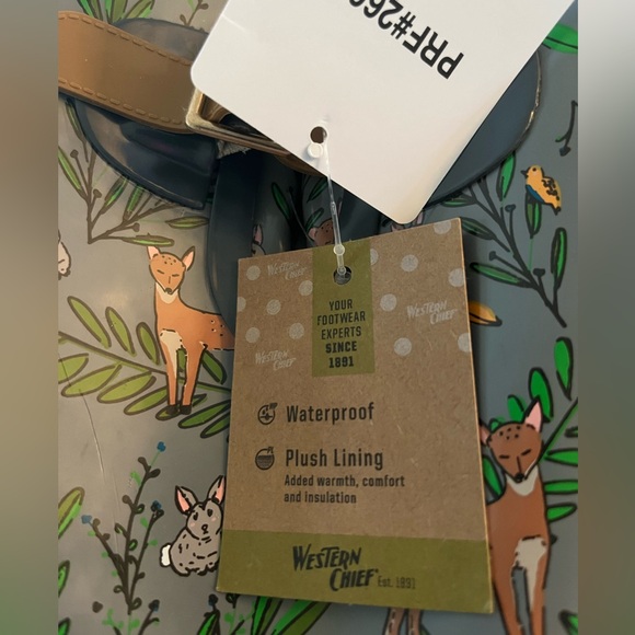 🦌WESTERN CHIEF OH DEER LINED CHARCOAL RUBBER RAIN BOOTS 8 - Picture 3 of 10